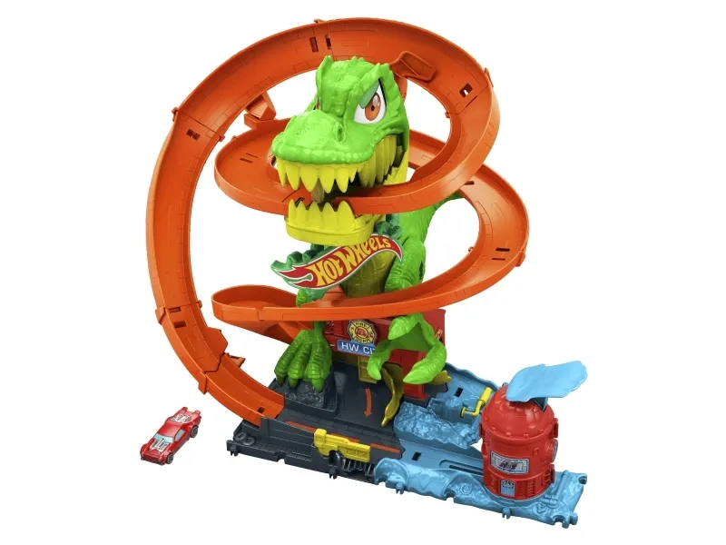 Hot Wheels T-Rex Bataille de Feu - Véhicule de Course Ultra-Rapide