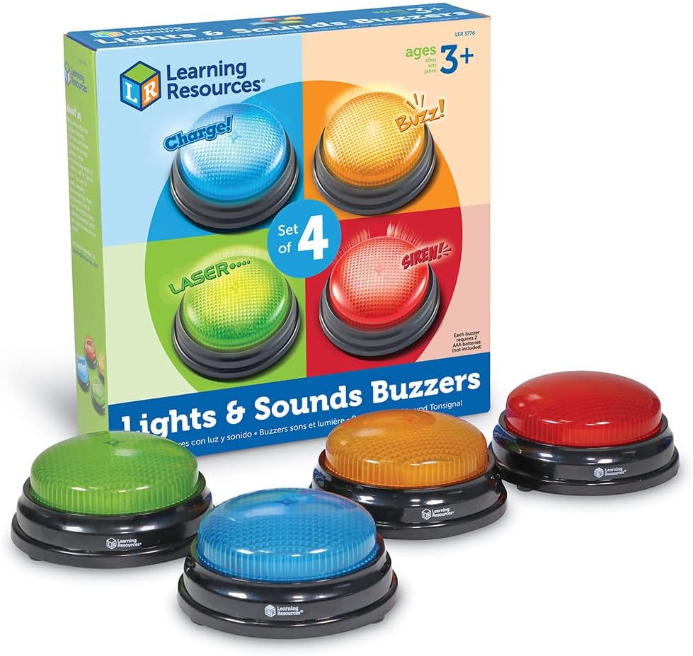 Ensemble de 4 Buzzers Interactifs Sons et Lumière