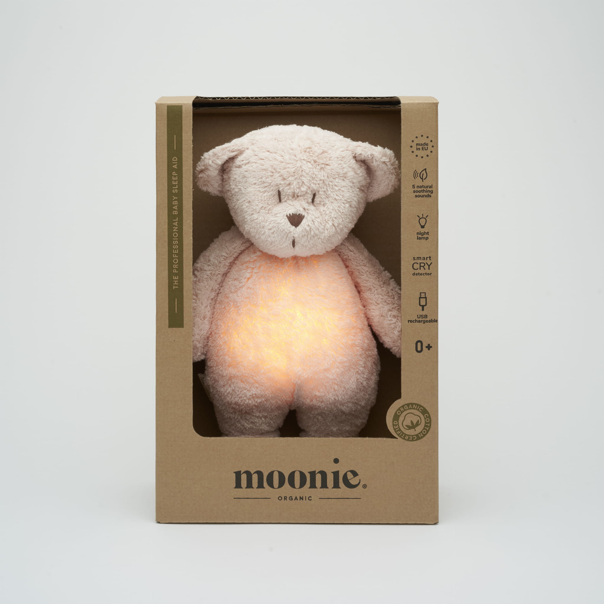 Peluche Bio Moonie Rose Nature Ours Humming – Image 2