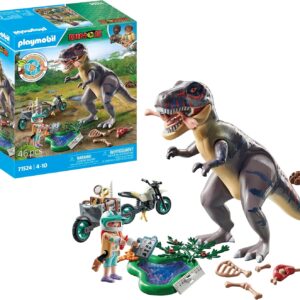 Explorateur Playmobil avec Moto et Tyrannosaure