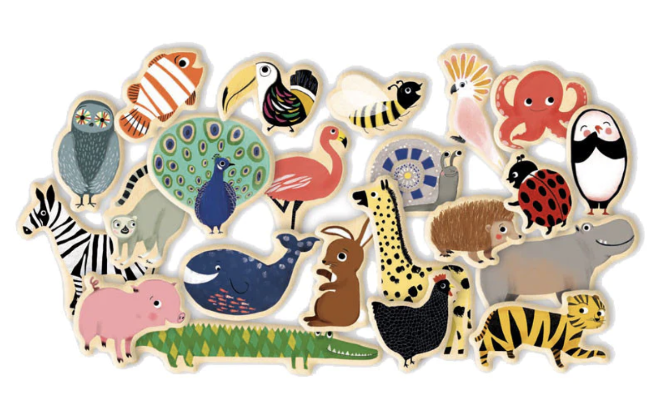 Aimants en Bois Animaux Magnétiques - 36 Pièces