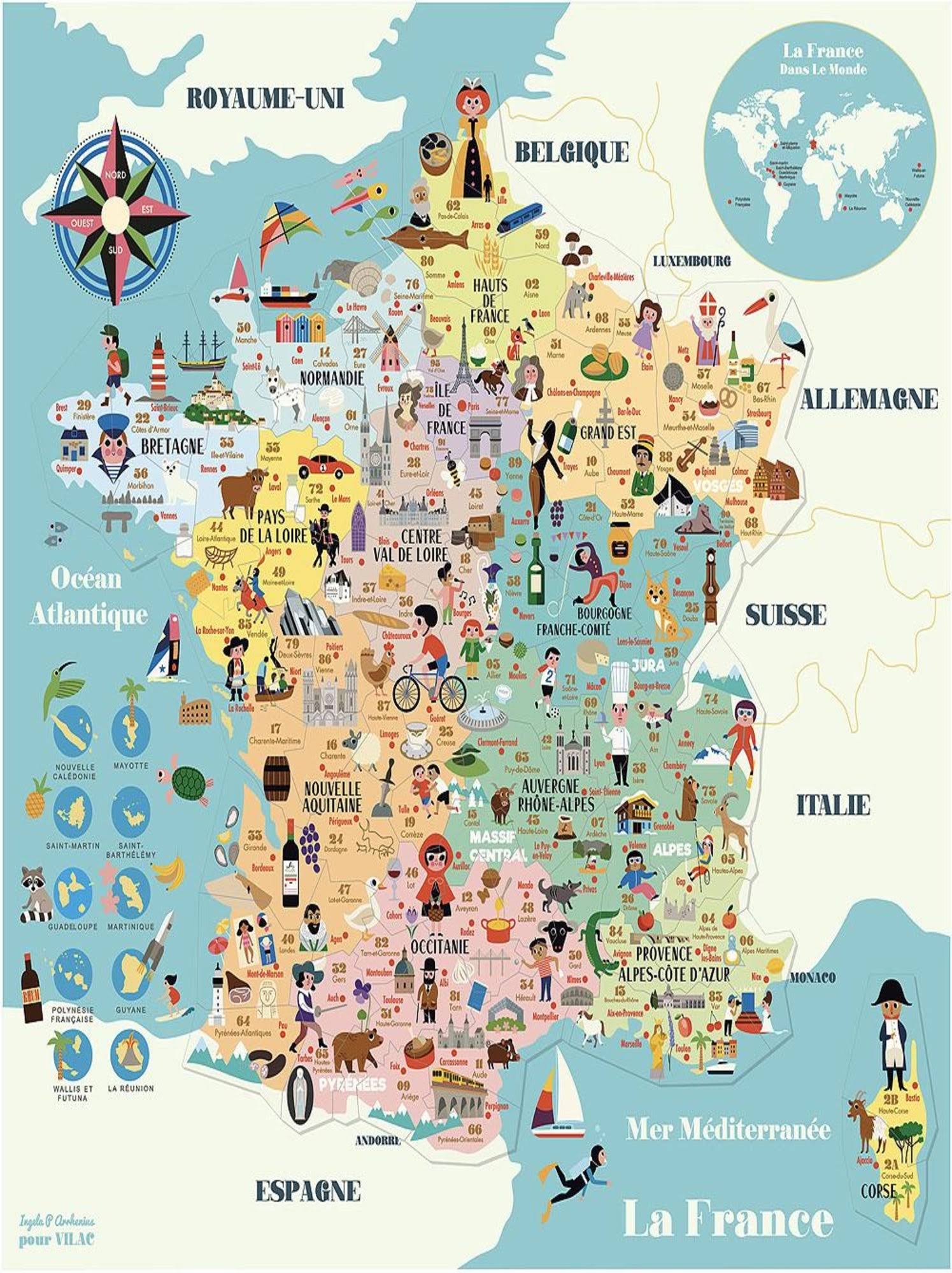 Puzzle Magnétique Carte de France Vilac 76309