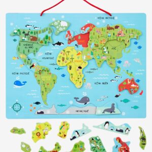 Puzzle Magnétique Monde en Bois FSC Multicolore